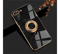 EYZUTAK Étui Support d'Anneau Magnétique Électroplaqué, 360 Degrés avec Rotation Support d'Anneau de Doigt en Métal Aimant Support de Voiture Coque en Silicone Souple Antichoc pour iPhone 7 Plus