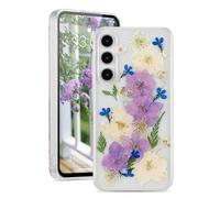 EYZUTAK Housse de Protection Fleur Sèche Coque pour Samsung Galaxy A35 5G, Mince TPU Transparent Brillant étoile Silicone Flash Fleur Antichoc pour A35 Coque -Les Feuilles de Jonquille