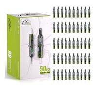 EZ Aiguilles pour Cartouches de Tatouage Assorties - 50pièces #10 Mixte (7RM 9RM 11RM 13RM 15RM) Bugpin Curved/Round Magnum Aiguilles de Tatouage pour Machine à Tatouer - Venom