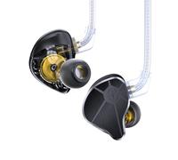 EZ EAR in Ear Monitor CCZ BC04 DD & BA Dynamic Driver Rich Détails Wired HiFiEarphone IEM Deep Bass avec Un câble détachable à 2 Broches pour Le téléphone PC Music Gaming (Noir,sans Micro)
