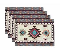EZ.enjoy Lot de 4 sets de table rectangulaires géométriques sud-ouest de 45,7 x 33 cm pour décoration de jardin, ferme, fête de mariage, vacances, dîner, décoration d'intérieur quotidienne en coton et