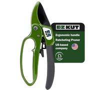 EZ KUT Sécateur Professionnel à Cliquet et à Enclume pour le Jardinage. Sécateur à Main pour Couper des Branches Épaisses jusqu’à 3 cm de Diamètre. Outil Durable avec Lame en Acier SK5 Antiadhésive.