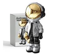 EZ4ENCE Statuette d'astronaute - Décoration d'intérieur - Décoration d'étagère en Argent - Masque en métal Cool - Décoration de Table - Grande Figurine d'astronaute
