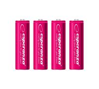 [EZA104R] ESPERANZA Lot de 4 Piles Rechargeables Ni-MH AA Rouge 2000 mAh
