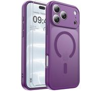 Ezanmull Coque magnétique anti-chocs, protection complète de l'appareil photo, compatible avec MagSafe, avec 2 films de protection d'écran, translucide anti-traces de doigts pour Phone 18 Pro (violet)