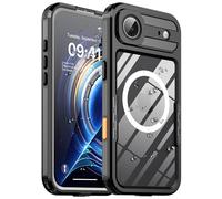 Ezanmull Coque magnétique pour téléphone 17 Air étanche, lentille intégrée et protecteur d'écran, étanche IP68, compatible avec Magsafe, coque de protection transparente intégrale robuste (noir)