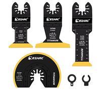 EZARC Kit de lames de scie oscillantes en titane 4 pièces, lames multi-outils de coupe plongeante pour clous à bois métalliques, vis, coupe affleurante, multi-outils universelles à dégagement rapide
