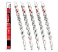 EZARC Lame de scie sabre pour l'élagage, 300mm, dents affûtées pour la taille des arbres et la coupe de bois humide, lot de 5 pièces