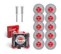 EZARC Lot de 10 disques à tronçonner 38 mm, pour outils rotatifs - idéal pour marbre, verre, porcelaine et plus,avec boîte de rangement et 2 mandrins,