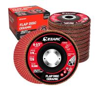 EZARC Lot de 10 disques abrasifs à lamelles avec grain 120, 115 mm, roue abrasive en céramique de type 29 pour acier inoxydable, métaux non ferreux, fonte et tôles