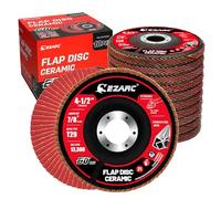 EZARC Lot de 10 disques abrasifs à lamelles avec grain 60, 115 mm, roue abrasive en céramique de type 29 pour acier inoxydable, métaux non ferreux, fonte et tôles