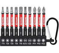 EZARC Lot de 10 embouts de tournevis revêtus de diamant - 2-9/16" magnétiques Torx Phillips Pozidriv - Embouts de tournevis en alliage d'acier S2, tige hexagonale de 6,35 mm pour visseuse à percussion