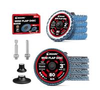 EZARC Lot de 10 mini disques à lamelles mixtes grain 40, disques à lamelles incurvés en zircone de 5,1 cm et meule de 7,6 cm avec dos mâle type R