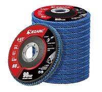 EZARC Lot de 12 disques à lamelles grain 80 pour meuleuse d'angle 4 1/2, 11,4 x 2,2 cm, disque de ponçage T27 haute densité Jumbo en zircone pour enlèvement de rouille, finition, meulage et ébavurage