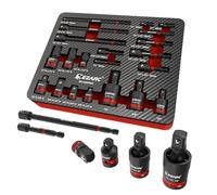 EZARC Lot de 21 adaptateurs de clé à douille, extensions et réducteurs CR-V, joints de cardan CR-MO et adaptateur à impact, visseuse à percussion, accessoires pour réparation automobile et atelier