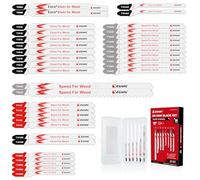 EZARC Lot de 36 lames de scie sauteuse pour la coupe du bois, assortiment de lames de scie sauteuse à tige en T avec étui de rangement, coupes courbes rapides et lisses pour le travail du bois