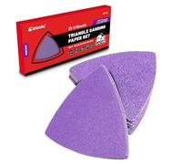 EZARC Lot de 60 patins de ponçage triangulaires en oxyde de zirconium de 7,9 cm, grain 60/80/120/180/240/320, papier de verre multifonction pour outil oscillant de 7,9 cm, patins de ponçage de détail