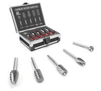 EZARC Lot de fraises en carbure de tungstène 6,35 mm, 5 pièces à double coupe, embouts rotatifs pour outils de coupe, fraises pour meuleuse droite pour le travail du métal, ébavurage, sculpture