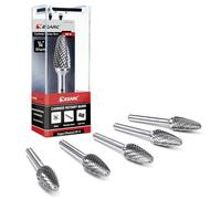 EZARC SF-5 Jeu de Fraise Rotative, Fraise en Carbure avec Tige de 6,35 mm, Lime Rotative à Double Coupe en Forme d'arbre pour le Travail de l'acier, du Polissage et de la Gravure, 5 Pièces