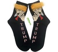 EZB Chaussettes de caractère Donald Trump pour hommes | Idée cadeau pour hommes | Design de cheveux fous et duveteux avec mini peigne amusant | Taille 3-7 | Président Trump