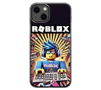 EZB Coque de téléphone compatible avec iPhone Ro-blox sur le thème du jeu amusant | Bords flexibles absorbant les chocs Coque de téléphone colorée unique Pop Art | Ro-blox Gamer Guy (iPhone 12) Noir