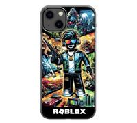 EZB Coque de téléphone compatible avec iPhone Ro-blox sur le thème du jeu amusant | Bords flexibles absorbant les chocs Coque de téléphone colorée unique Pop Art | Personnage Ro-blox (iPhone 13) Noir