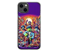 EZB Coque de téléphone compatible avec iPhone Ro-blox sur le thème du jeu amusant | Bords flexibles absorbant les chocs Coque de téléphone colorée unique Pop Art | Ro-blox Colorful (iPhone 14) Violet