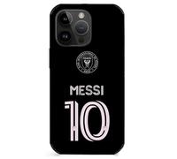 EZB Coque pour iPhone sur le thème de Lionel Messi | Noir et blanc Flexible absorbant les chocs Cool Phone Cover | Messi Inter Miami 10 Coque (iPhone 15 Pro)