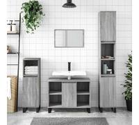 Ezbryzmatic Armoire de salle de bain anthracite Sonoma - 80 x 33 x 60 cm - Panneau de particules - Espace de rangement étanche en mélamine - Pour lavabos jusqu'à 55 cm - Montage facile inclus