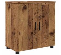 Ezbryzmatic Armoire de salle de bain aspect bois vieilli, 61 x 35 x 64 cm, meuble de salle de bain autonome avec 2 portes, espace de rangement spacieux pour serviettes, aggloméré et métal, polyvalent
