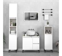 Ezbryzmatic Armoire de salle de bain blanche - 65 x 33 x 60 cm - En panneau de particules - Avec 2 tiroirs et rabat - Design flexible - Étanche - Pour salle de bain - Pour immeubles de bureau