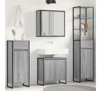 Ezbryzmatic Ensemble de meubles de salle de bain Sonoma anthracite, panneaux de particules avec cadre en acier, 6 portes et 12 étagères, kit de meubles de salle de bain mural pour salle de bain