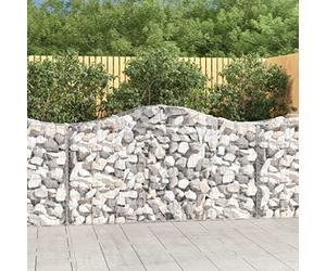 Ezbryzmatic Lot de 5 gabions avec arche haute, 200 x 50 x 100/120 cm, fer galvanisé, fil de 3,5 mm, barrière de jardin pour extérieur, terrasse, balcon et remplissage de pierre décorative