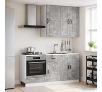Ezbryzmatic Lot de 5 unités de cuisine Porto gris béton en panneaux de particules avec armoire suspendue, armoire inférieure, armoire de garde-manger et tiroir, convient pour plan de travail espace de