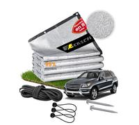 Ezcasch Filet d'ombrage pour Voiture 4x6m, 99% d'aluminium Filet d'ombrage comme Protection Contre Les UV et Le Soleil, pour l'extérieur, y Compris Corde élastique, 5m de Corde en Nylon, Clous