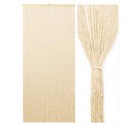 Ezcasch Rideau de perles en bois 90 x 200 cm - 90 brins - Beige rétro - Fait à la main - Protection contre les insectes - Pour chambre à coucher, caravane, camping