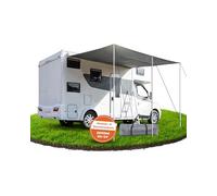 Ezcasch Voile d'ombrage pour caravane - 300 x 240 cm - Auvent pour camping-car avec 2 passepoil et 3 barres en aluminium - Protection contre l'eau de 5000 ml et protection solaire UV 50+