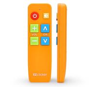 EZclicker Plus Télécommande TV pour Personnes âgées Télécommande Extra Simple à Gros Bouton Mute, Fonctionne avec Les Grandes Marques de télévision (2 Piles AAA Non incluses) (Orange)