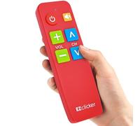 EZclicker Télécommande de télévision pour Personnes âgées, Extra Simple, à Gros Boutons, Fonctionne avec Les Grandes Marques de télévision (2 Piles AAA Non incluses) (Rouge)