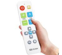 EZclicker Télécommande TV Universelle à Gros Boutons Simple et Facile à Utiliser, idéale pour Les Personnes âgées, Fonctionne avec Les Grandes Marques de TV (2 Piles AAA Non incluses) (Blanc)