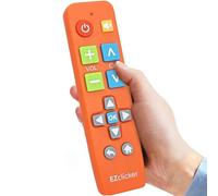 EZclicker Télécommande universelle à gros bouton pour TV (orange) simple et facile à utiliser, idéale pour les personnes âgées, fonctionne avec les grandes marques de télévision (2 piles AAA non