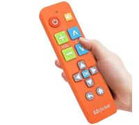 EZclicker Télécommande universelle à gros bouton pour TV (orange) simple et facile à utiliser, idéale pour les personnes âgées, fonctionne avec les grandes marques de télévision (2 piles AAA non