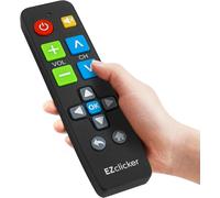 EZclicker Universal Big Button TV Remote Control Simple and Easy to Use, Ideal for Seniors, Works with Major TV Brands (2 AAA Batteries Not Included) (Black)