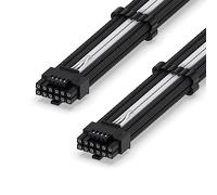 EZDIY-FAB 16AWG PCI-e 5.0 12VHPWR Câble gainé pour PSU, Câble 600W 12+4 broches mâles vers 12+4 broches mâles pour RTX 3090Ti/4070Ti/4080/4090, 60cm/23.62in-Noir Blanc