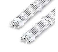 EZDIY-FAB 16AWG PCI-e 5.0 12VHPWR Câble gainé pour PSU, Câble 600W 12+4 broches mâles vers 12+4 broches mâles pour RTX 3090Ti/4070Ti/4080/4090, 60cm/23.62in-Blanc pur