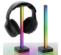 EZDIY-FAB Barre Lumineuse LED USB pour Casque, rétroéclairage RGB, atmosphère de Bureau, 50 Modes de Couleur intégrés, Support pour Casque pour Gamer PC Accessoires Bureau - Noir