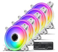 EZDIY-FAB Blanc Moonlight Ventilateur de boîtier PWM RGB 120 mm avec moyeu de ventilateur PWM RGB, synchronisation de la carte mère 5 V, ventilateur d'ordinateur ARGB-5 Pack