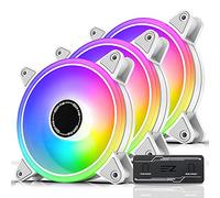 EZDIY-FAB Blanc Moonlight Ventilateur de boîtier PWM RGB 120 mm avec moyeu de ventilateur PWM RGB, synchronisation de la carte mère 5 V, ventilateur d'ordinateur ARGB-3 Pack