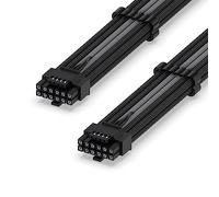 EZDIY-FAB Câble 16AWG PCI-e 5.0 12VHPWR PSU Sleeved Cable, Câble 600W 12+4 broches mâles vers 12+4 broches mâles pour RTX 3090Ti/4070Ti/4080/4090, 60cm/23.62in-Noir et Gris