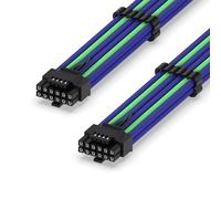 EZDIY-FAB Câble 16AWG PCI-e 5.0 12VHPWR PSU Sleeved Cable, Câble 600W 12+4 broches mâles vers 12+4 broches mâles pour RTX4070Ti Super, 4080 Super, 4090,60cm/23.62in-Violet Vert